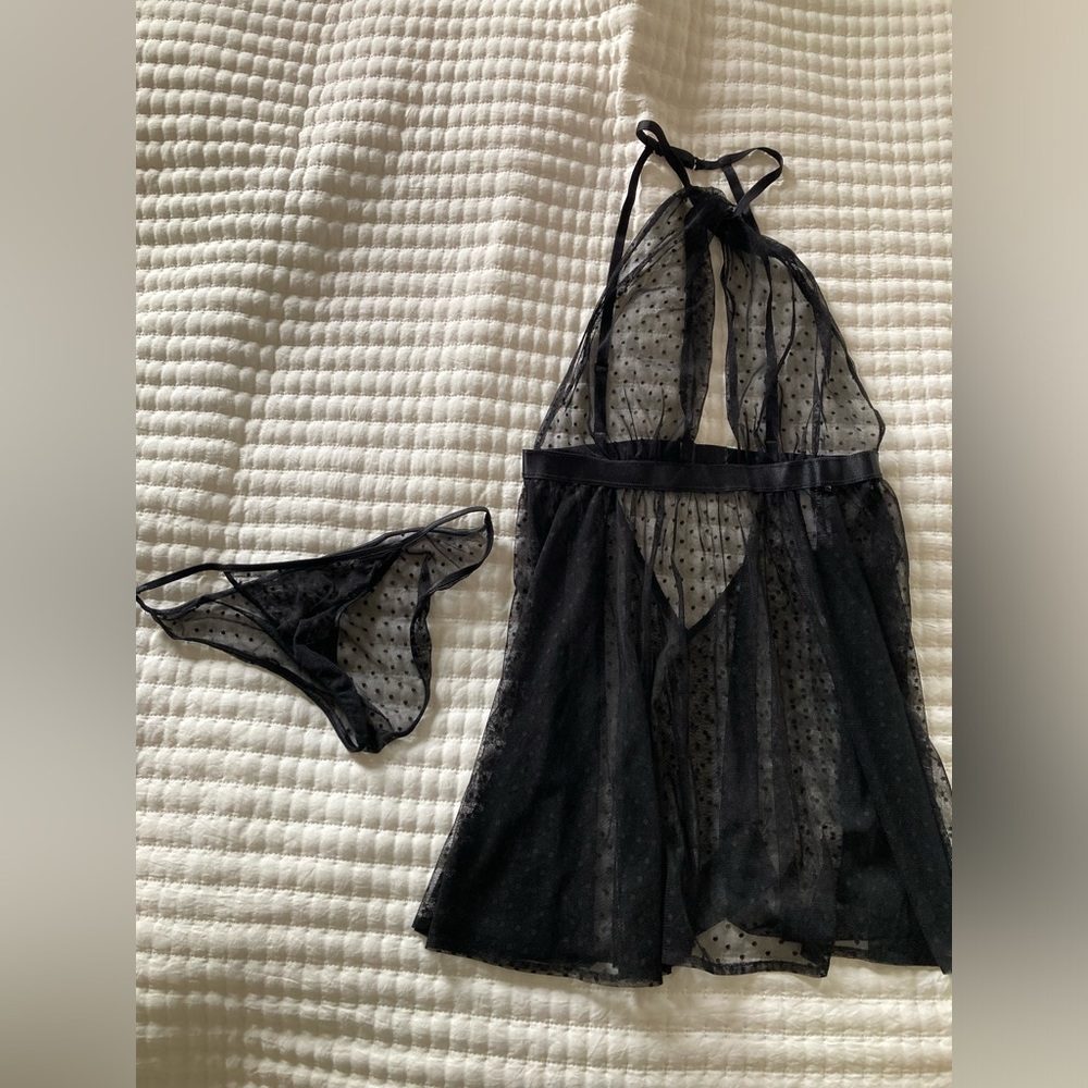 Adore Me Black Polka Dot Babydoll